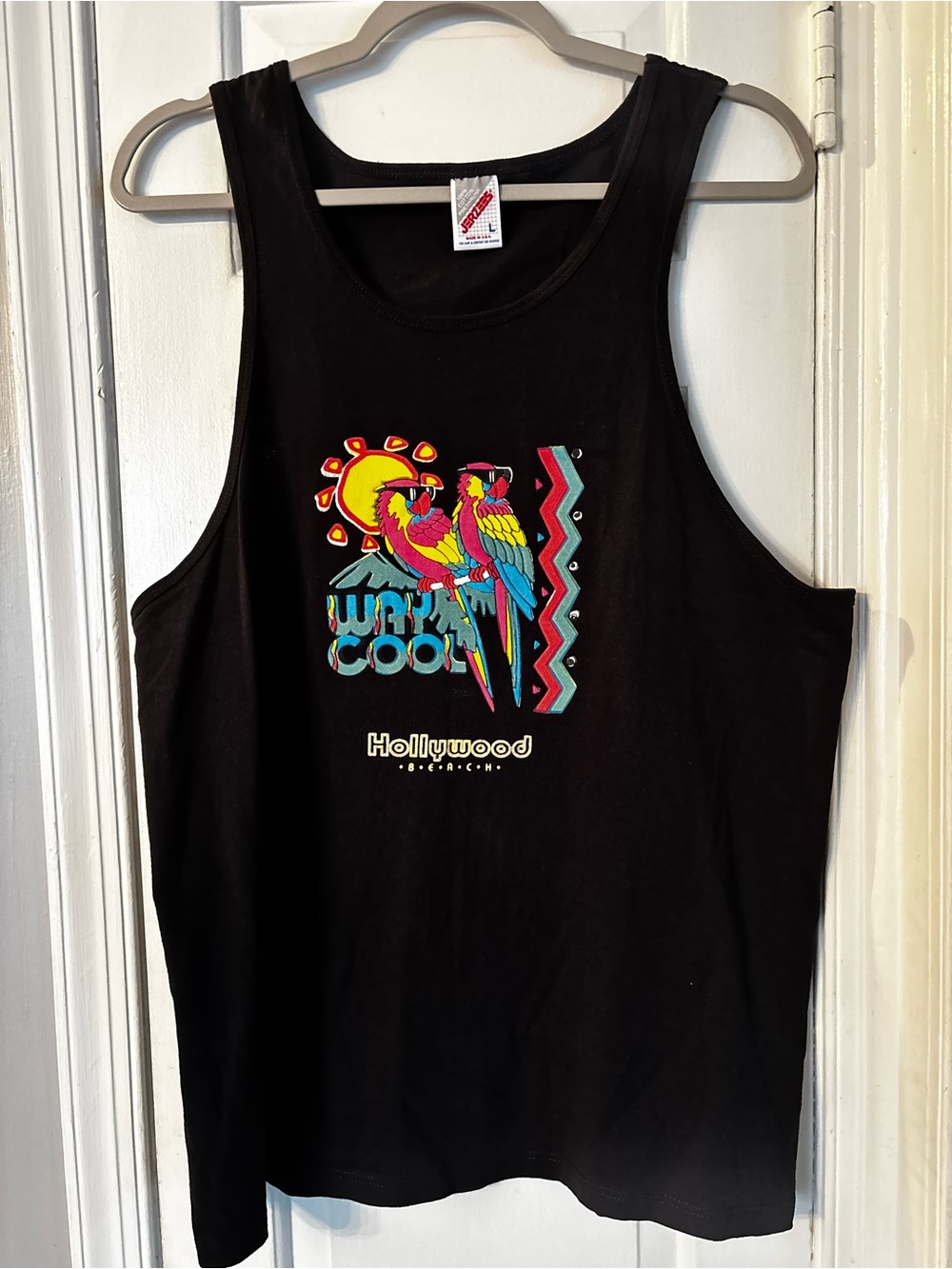 Retro Jerzees Men’s size L Black Hollywood Beach Tank Top